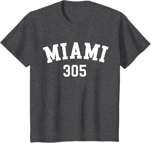 Miniatura 14 de Miami 305 USA American College Font T-Shirt Negro,Azul Marino,Azul Pastel,Arándano,Rojo,Plateado,Hierba,Verde Kelly,Marrón,Verde Oliva,Jaspeado