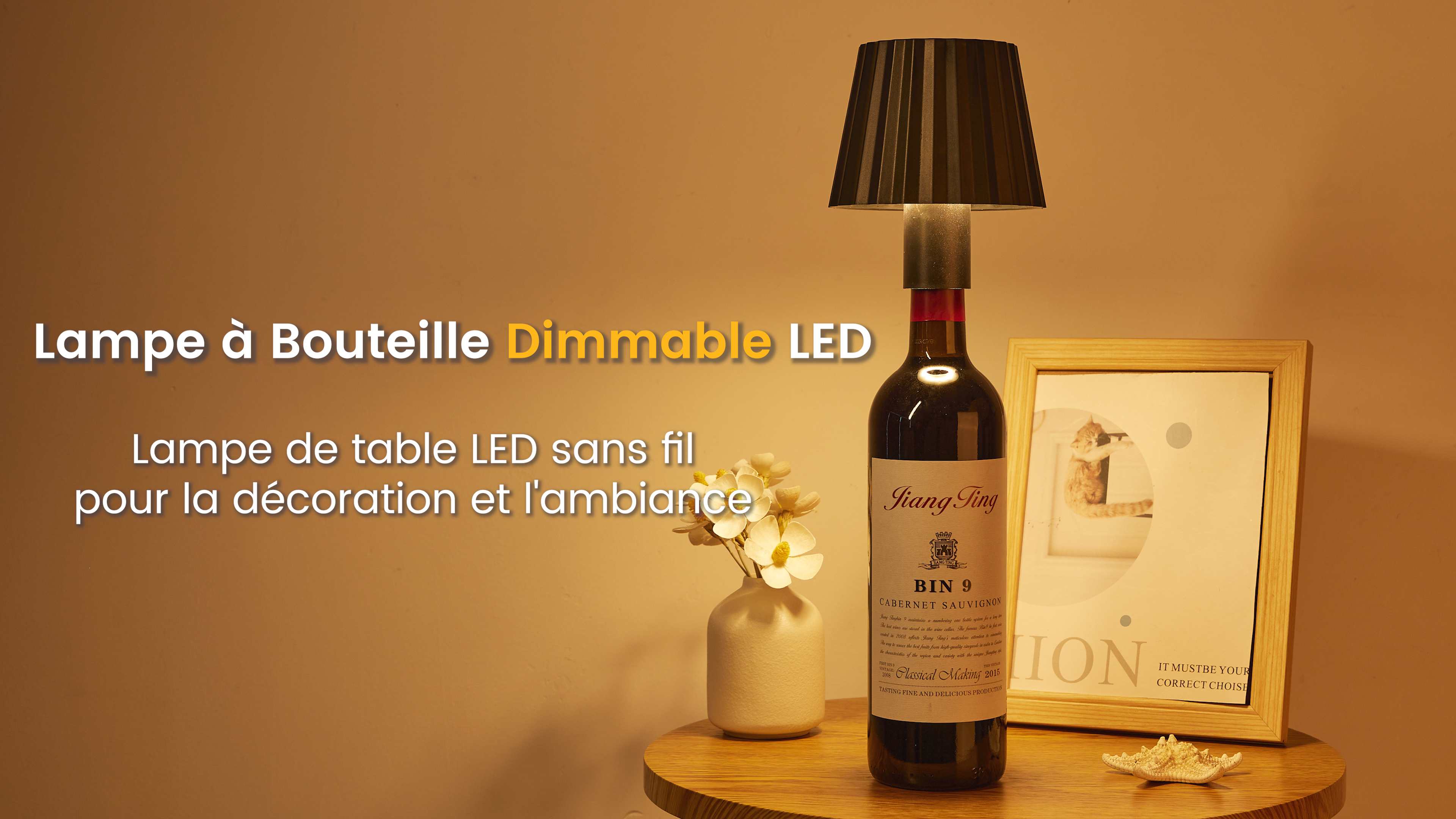 Lampe À Bouteille,Lampe De Table Tactile Sans Fil,Intensité Variable