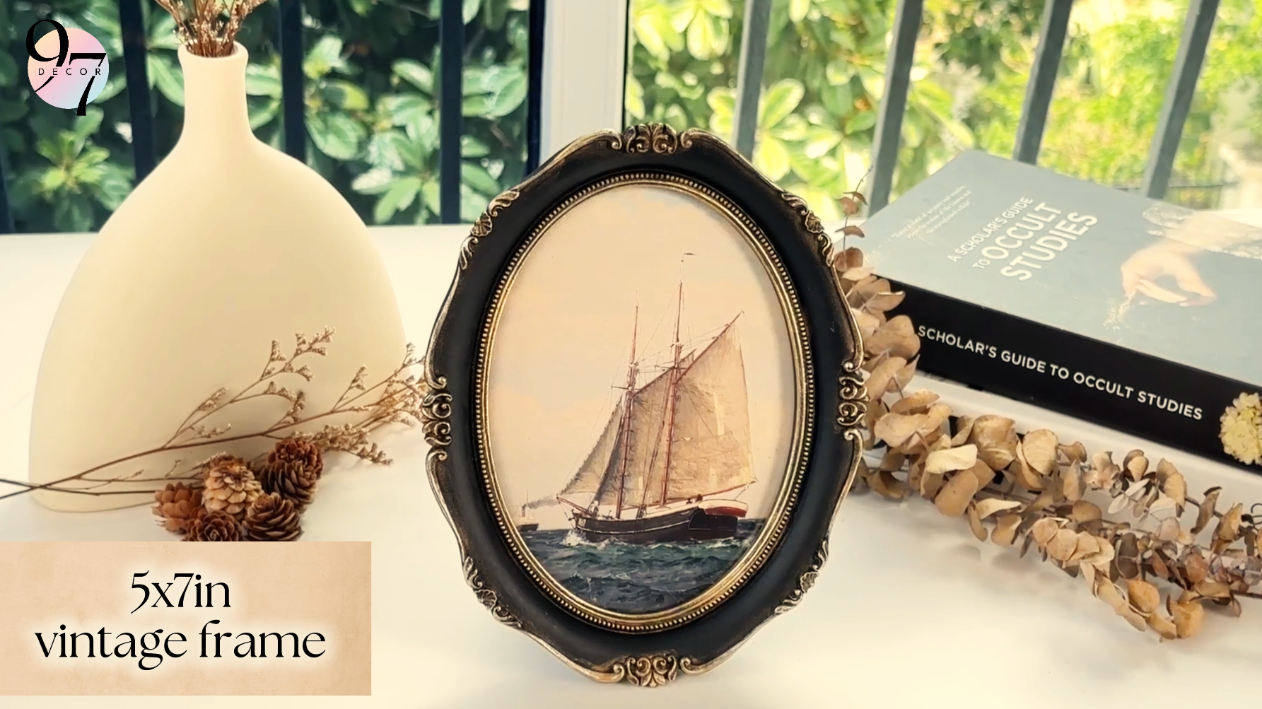 Amazon.com - 97 Decor Black Vintage Picture Frame 5x7, Oval Gothic