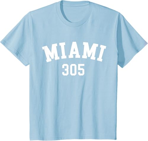 Miniatura 68 de Miami 305 USA American College Font T-Shirt Negro,Azul Marino,Azul Pastel,Arándano,Rojo,Plateado,Hierba,Verde Kelly,Marrón,Verde Oliva,Jaspeado