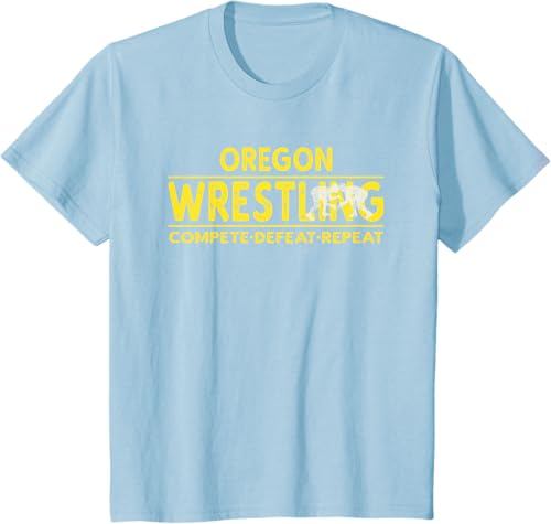 Miniatura 62 de Oregon Wrestling - Compete, Defeat, Repeat T-Shirt Negro,Azul Marino,Asfalto,Blanco,Azul Pastel,Arándano,Rojo,Verde Bosque,Verde Kelly,Verde