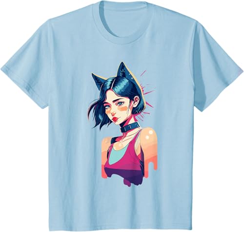 Miniatura 9 de Camiseta para amantes de los gatos con diseño de retrato con diseño de gato, Negro -