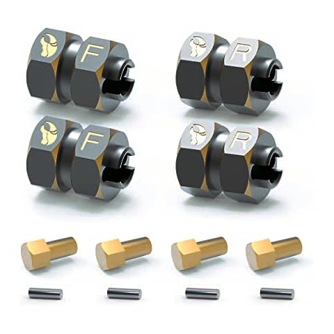 RampCrab Hex Extension kit +5mm 4Pcs, Brass Extended Hex Hub Wheel Spacers Upgrades Parts, for Axial SCX24 Bronco Deadbolt JLU B-17 Gladiator C10, 1/24 RC Crawler Car Upgrades Accessories (Black) Cover