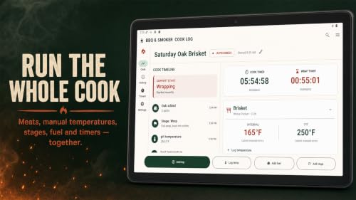 BBQ Smoker Cook Log for Fire Tablet Meat, Temperatures, Timers, Wood Photos – vue 2