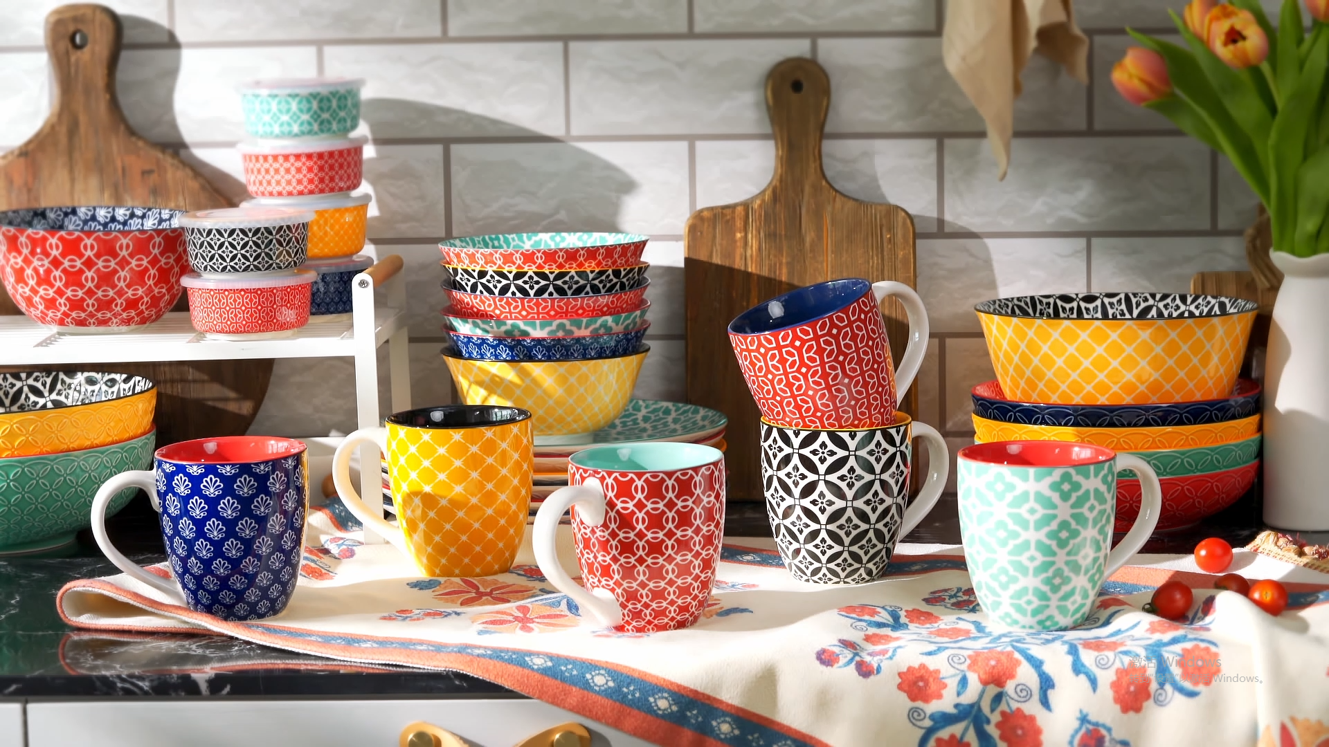 DOWAN Kaffeetassen Set 6er 560ml, Extra große Kaffeebecher Porzellan, Bunt