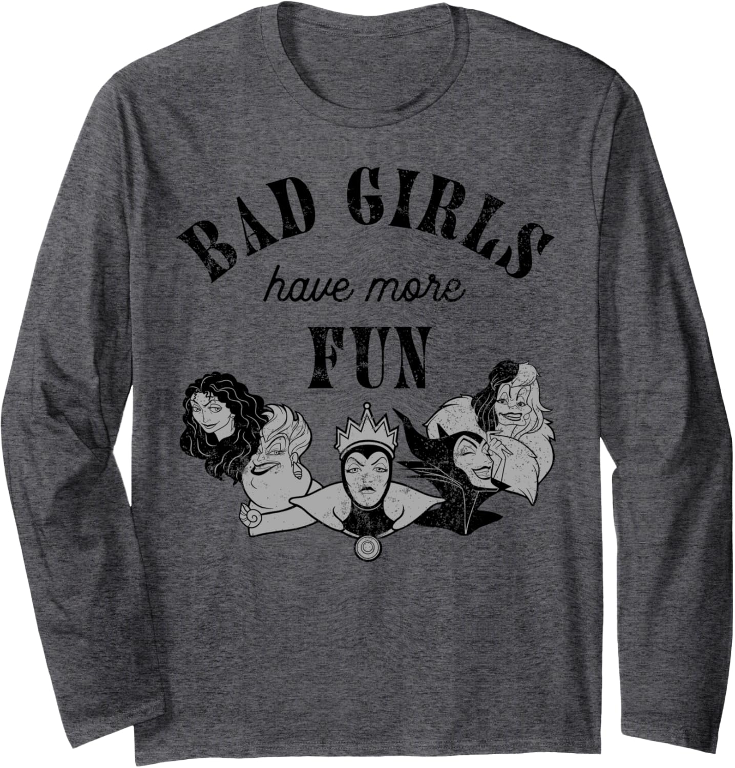 Disney Villains Bad Girls Have More Fun C1 Long Sleeve, gris, S