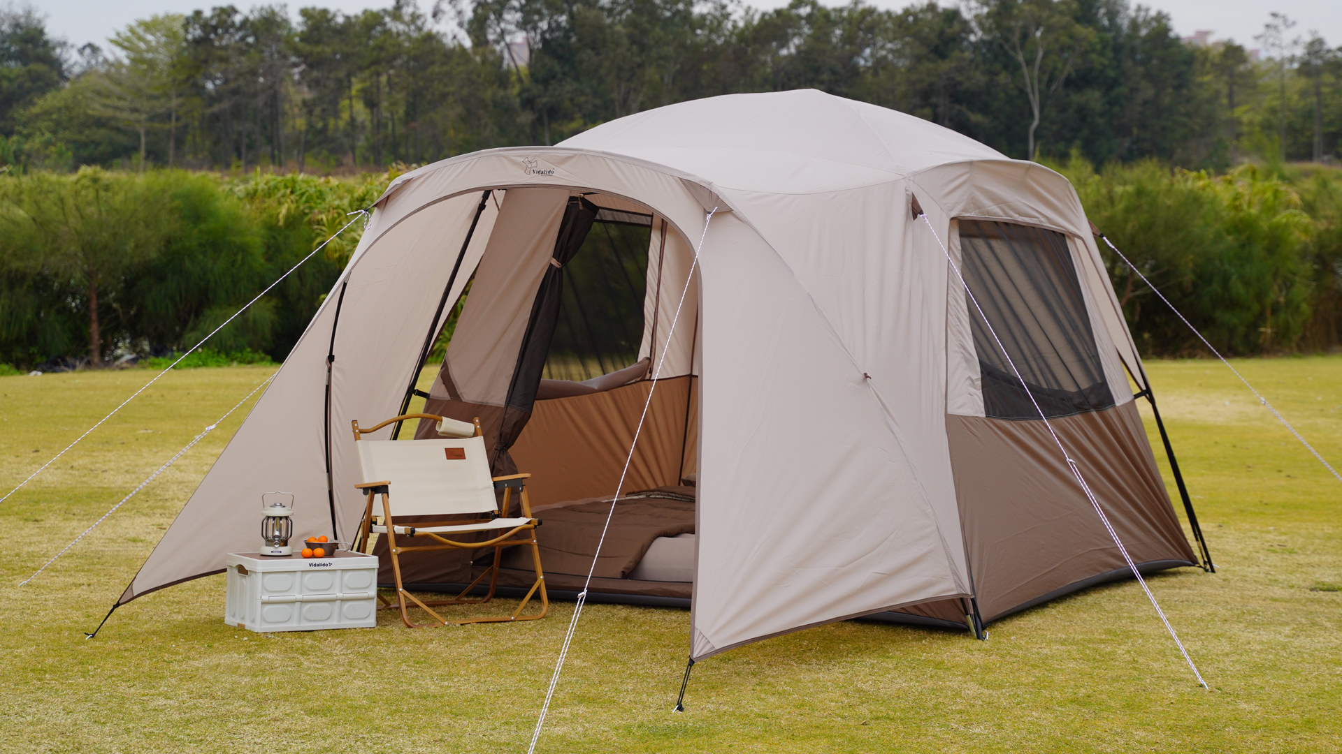 Vidalido 3-4 Person Tent with 1 Mesh Door and 2 Large Mesh Window, Double Layer Waterproof Portable Family Cabin Tent, 4 Person Tents for Outdoor Camping Hiking : Sports & Outdoors