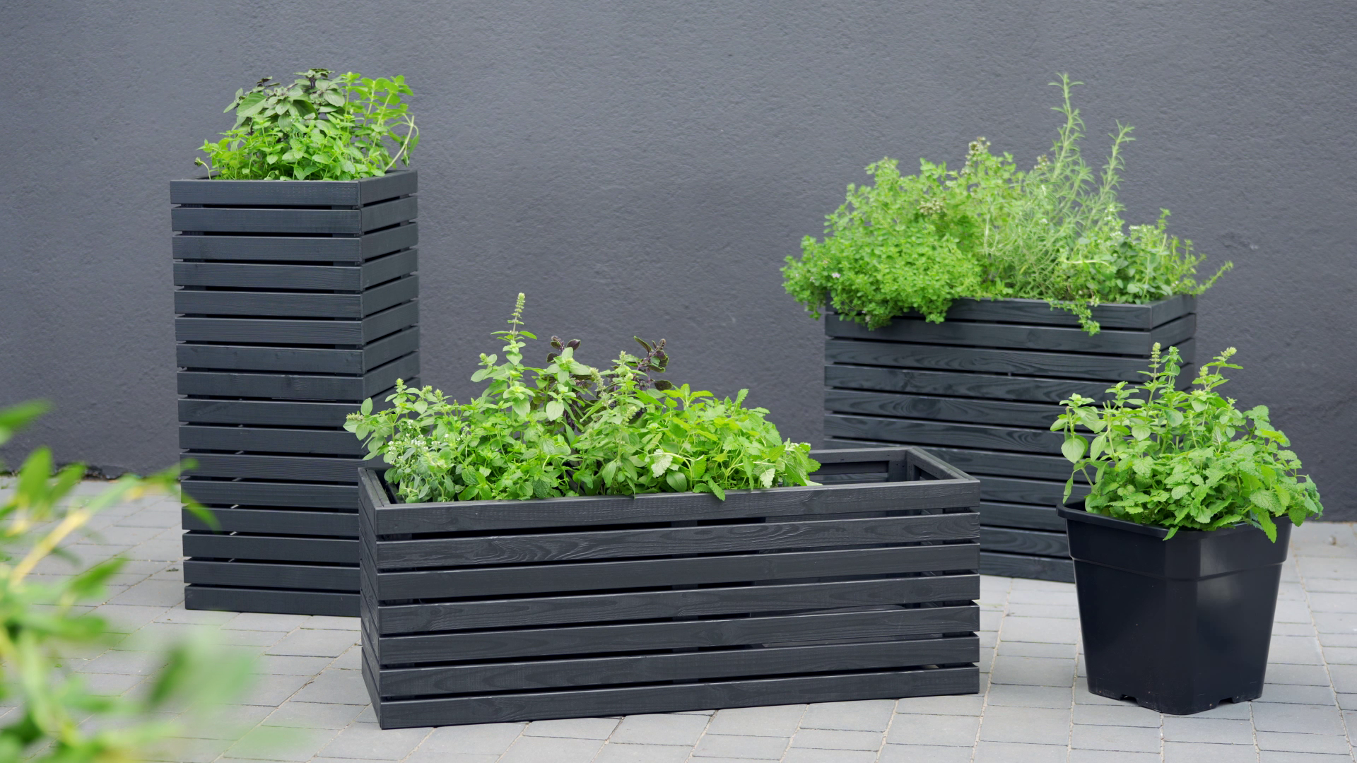 HOMERZO Blumenkasten 80cm Anthrazit - Wetterfester Pflanzkasten Mit Untersetzer