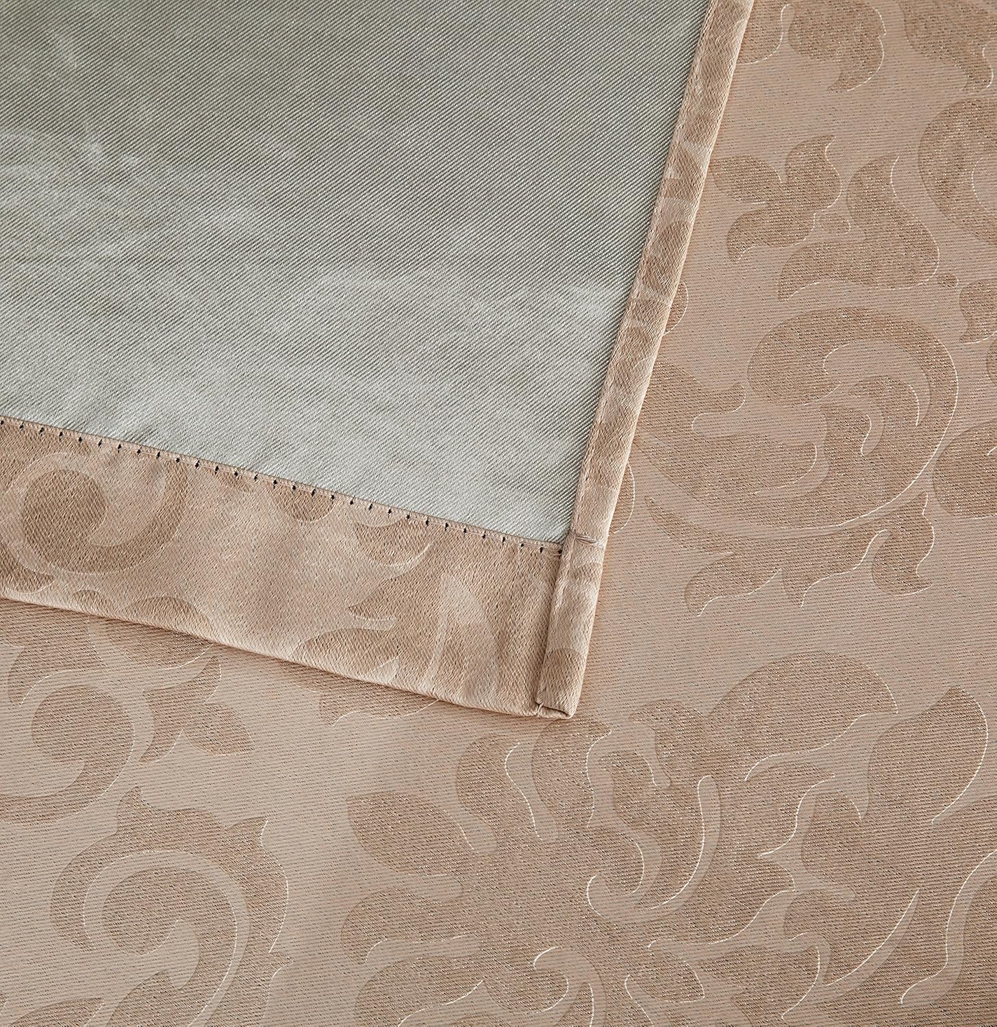 LINENZONE Damask Taupe Brown Extra Wide Curtain Panels - Used As Curtains for Patio Doors or Room Dividers. (Evelyn 102 x 96 Taupe)
