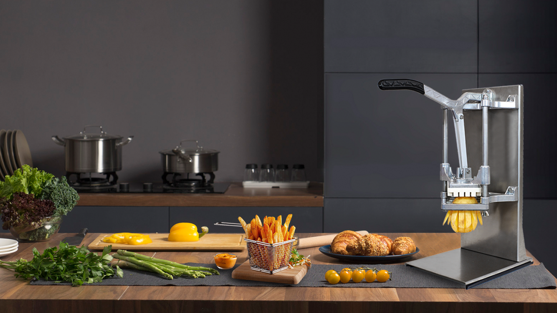 Tagliapatate Professionale Anatole Verticale - Lame Acciaio Inox 6/9/13mm Per Patatine Fritte E Verdure - Foto 5