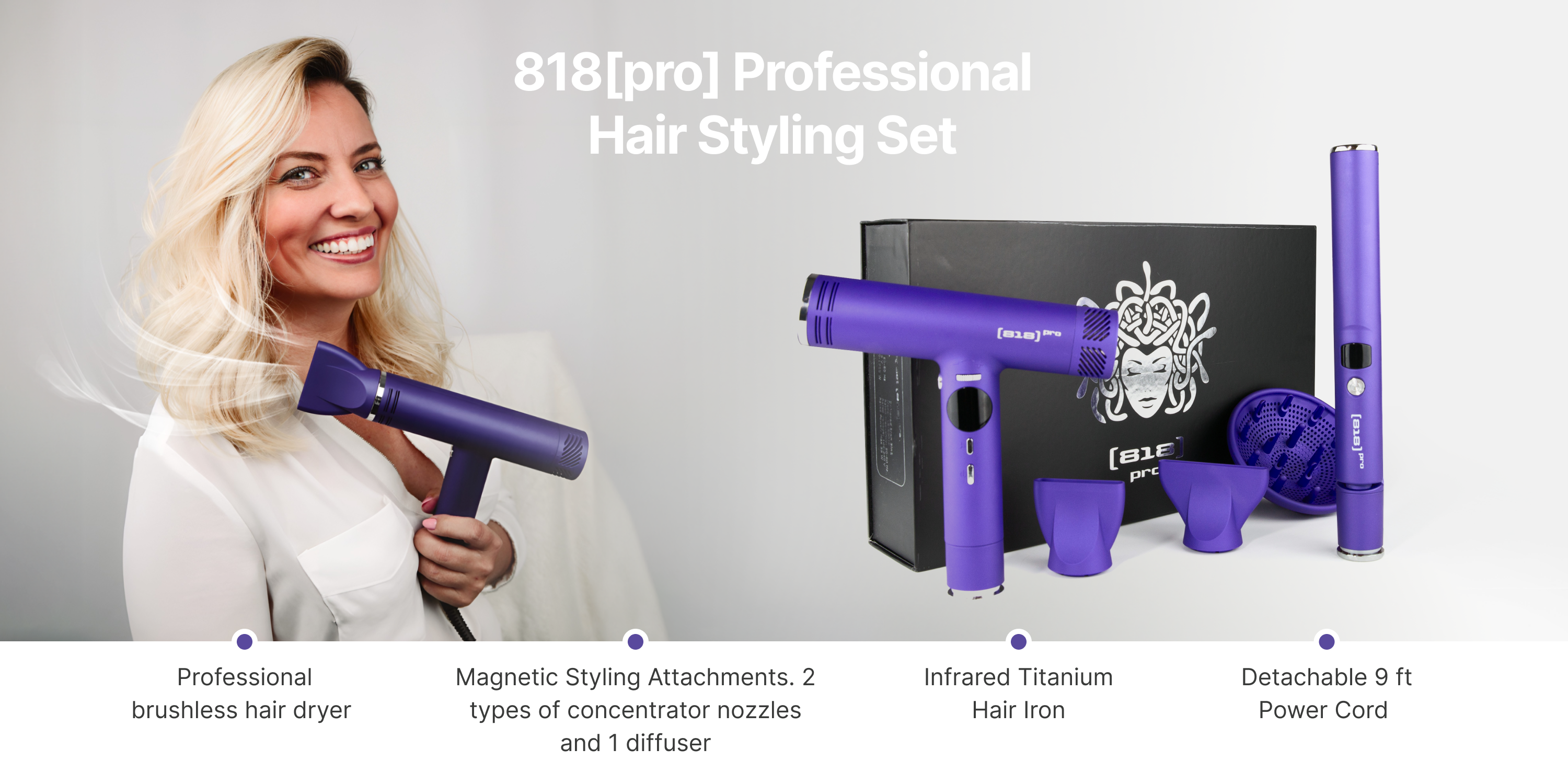 818 Pro Salon Hair Dryer and Straightener Set | 110000 RPM High