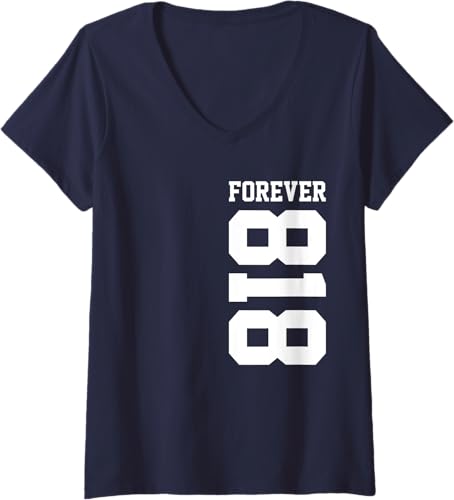 Miniatura 4 de Womens 818 Area Code Los Angeles California Glendale CA Burbank CA V-Neck T-Shirt Black,Navy Blue,Baby Blue,Red,Dark Green,Dark Heather Grey,Heather