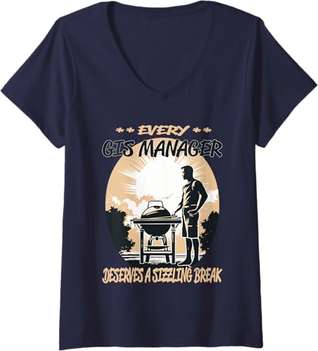 Miniatura 3 de GIS Manager Funny BBQ Chef or Grill Fun V-Neck T-Shirt