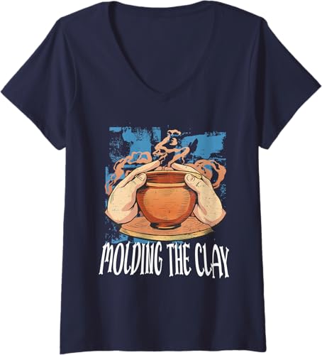 Miniatura 3 de Womens Molding The Clay | Pottery Ceramics Artiste V-Neck T-Shirt Black,Navy Blue,Dark Heather Grey,Heather Grey,Sapphire Blue,Pink