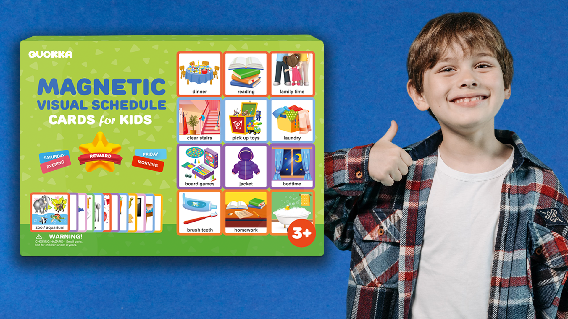 Tableau De Routine Magnétique Pour Enfants Quokka 95 - 80 Cartes Visuelles, Pour TDAH, Autisme, Habitudes