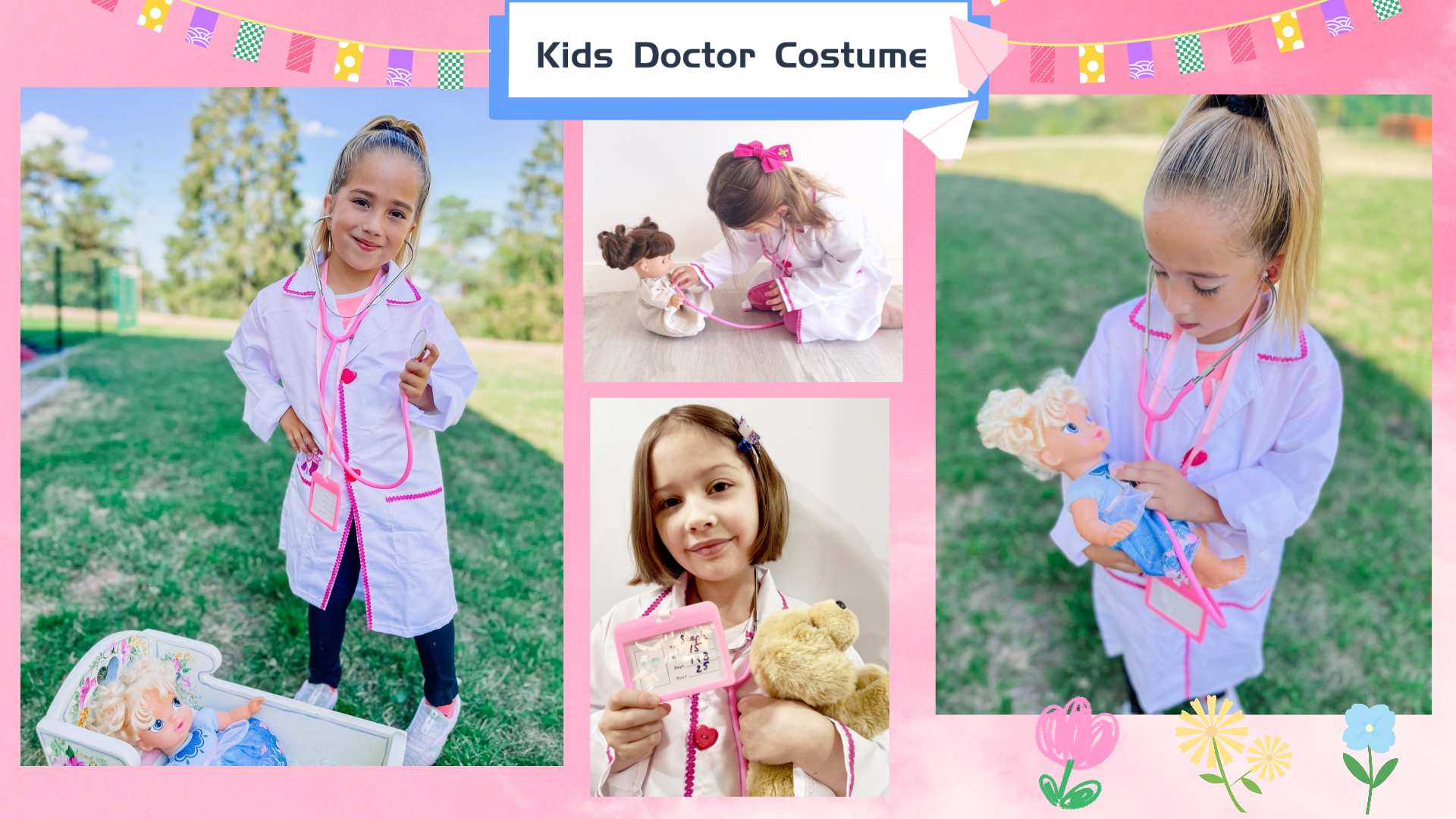 Disfraz infantil de doctor para niñas de 3 a 5 años miniatura 6