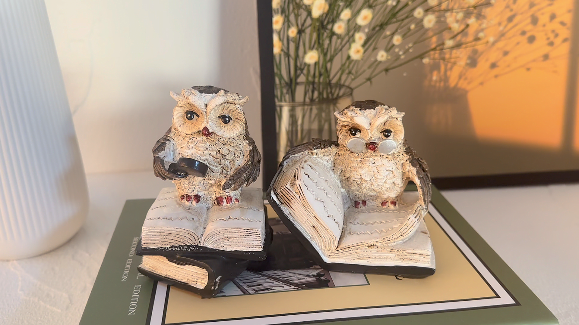 Estatua de Búhos Lectores, Set de 2 Figuras Decorativas miniatura 7