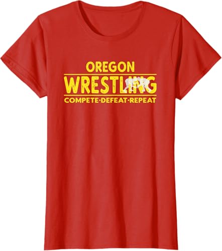 Miniatura 58 de Oregon Wrestling - Compete, Defeat, Repeat T-Shirt Negro,Azul Marino,Asfalto,Blanco,Azul Pastel,Arándano,Rojo,Verde Bosque,Verde Kelly,Verde