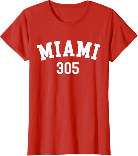 Miniatura 63 de Miami 305 USA American College Font T-Shirt Negro,Azul Marino,Azul Pastel,Arándano,Rojo,Plateado,Hierba,Verde Kelly,Marrón,Verde Oliva,Jaspeado