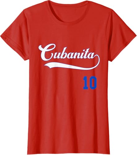 Miniatura 6 de Cubanita Baseball Flag Souvenir Cubana Cuba Women Girl T-Shirt Cranberry Red,Red