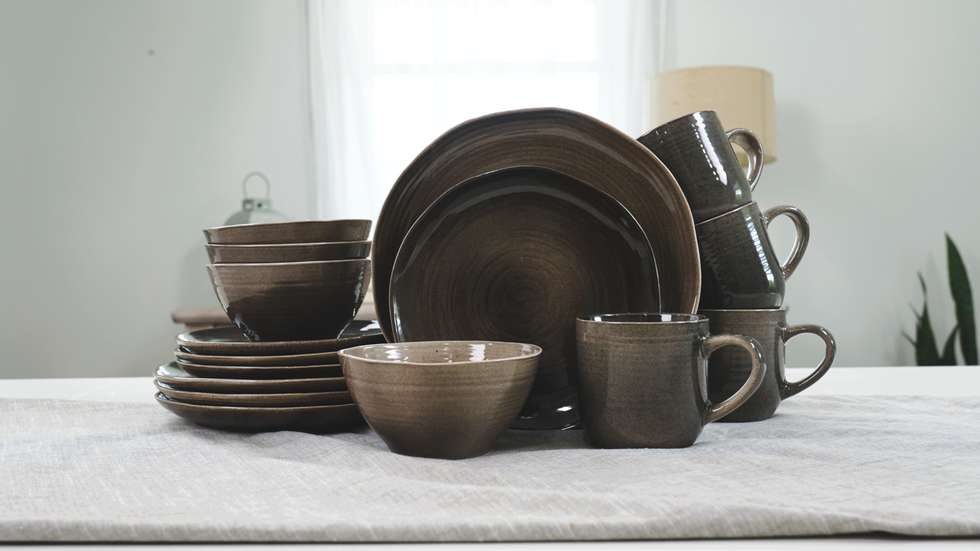 Elanze Reactive Glaze: Set Stoviglie 16 Pezzi In Gres (4 Persone) Colore Grigio Moka, Smaltato E Lavabile In Lavastoviglie - 3