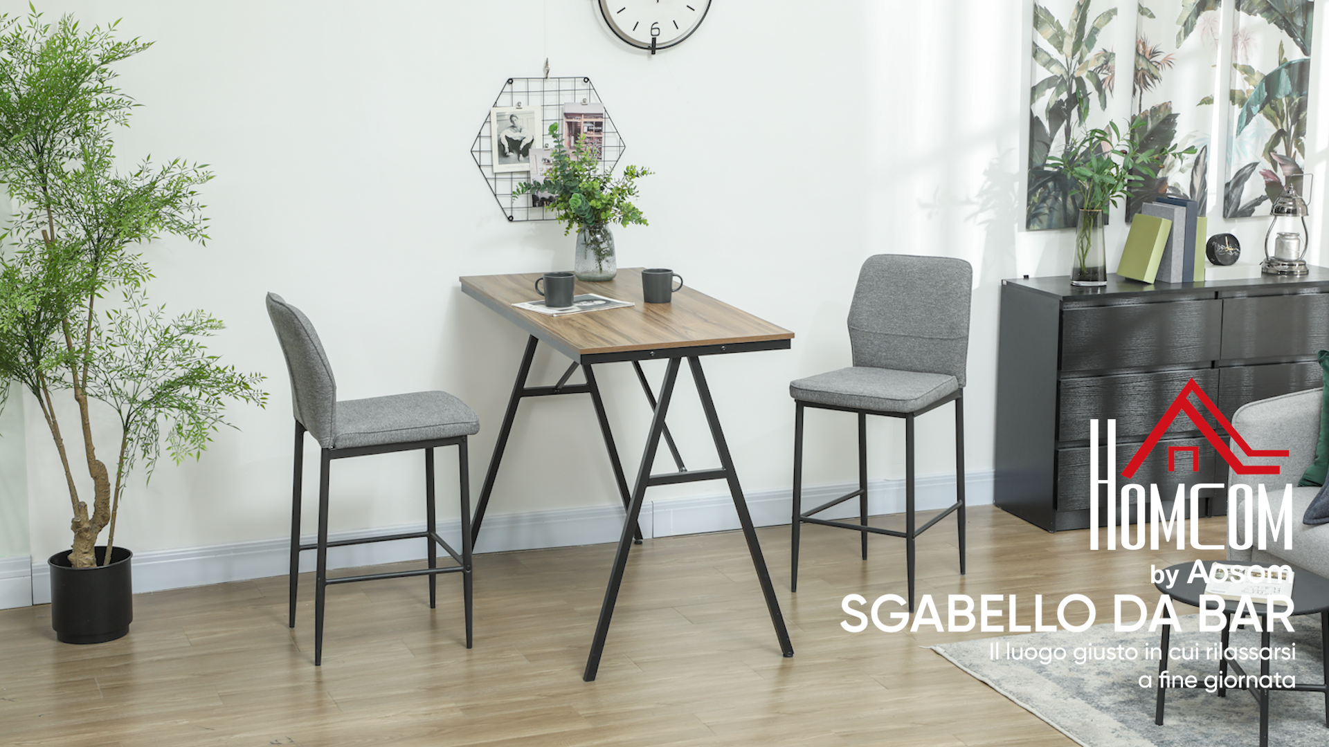 Set 2 Sedie Da Bar Alte HOMCOM - Struttura Acciaio, Seduta Velluto, 74 Cm - Nero - Foto 8