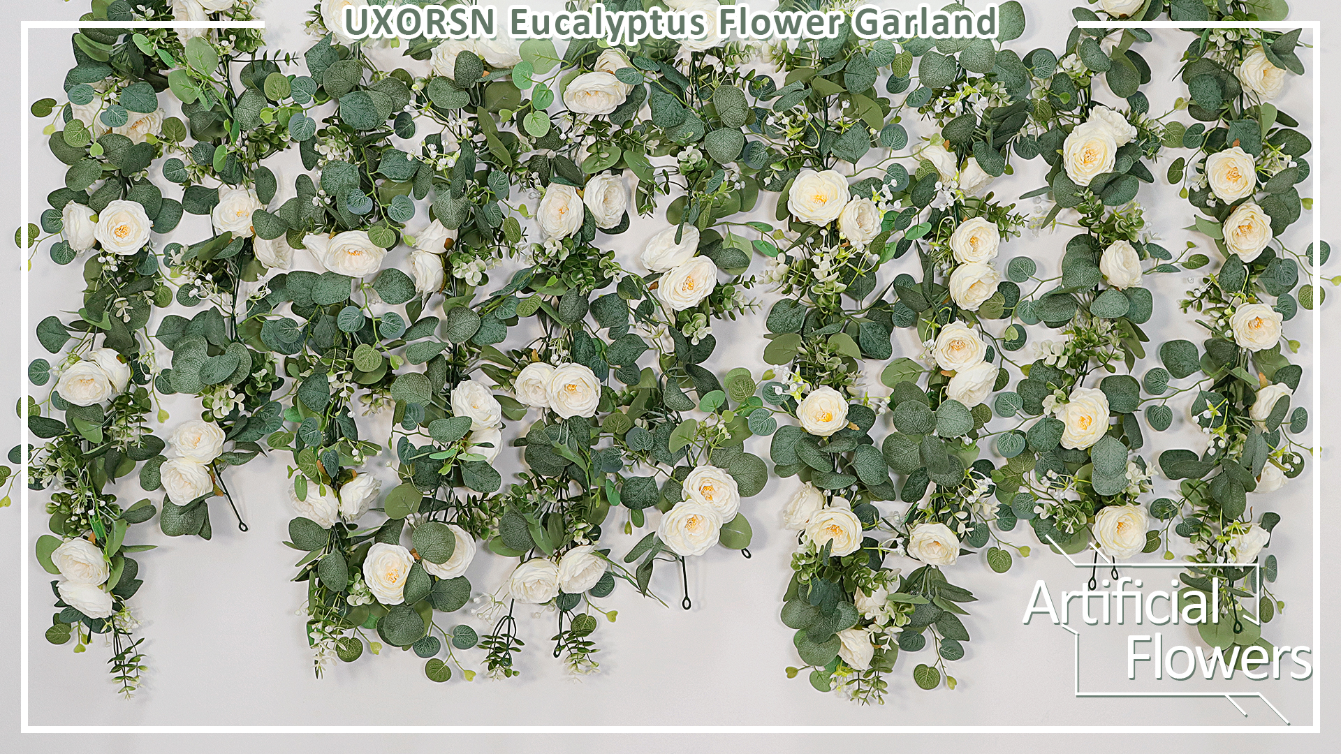 UXORSN 2PCS 12FT Artificial Eucalyptus Flower Garland With White - View #7
