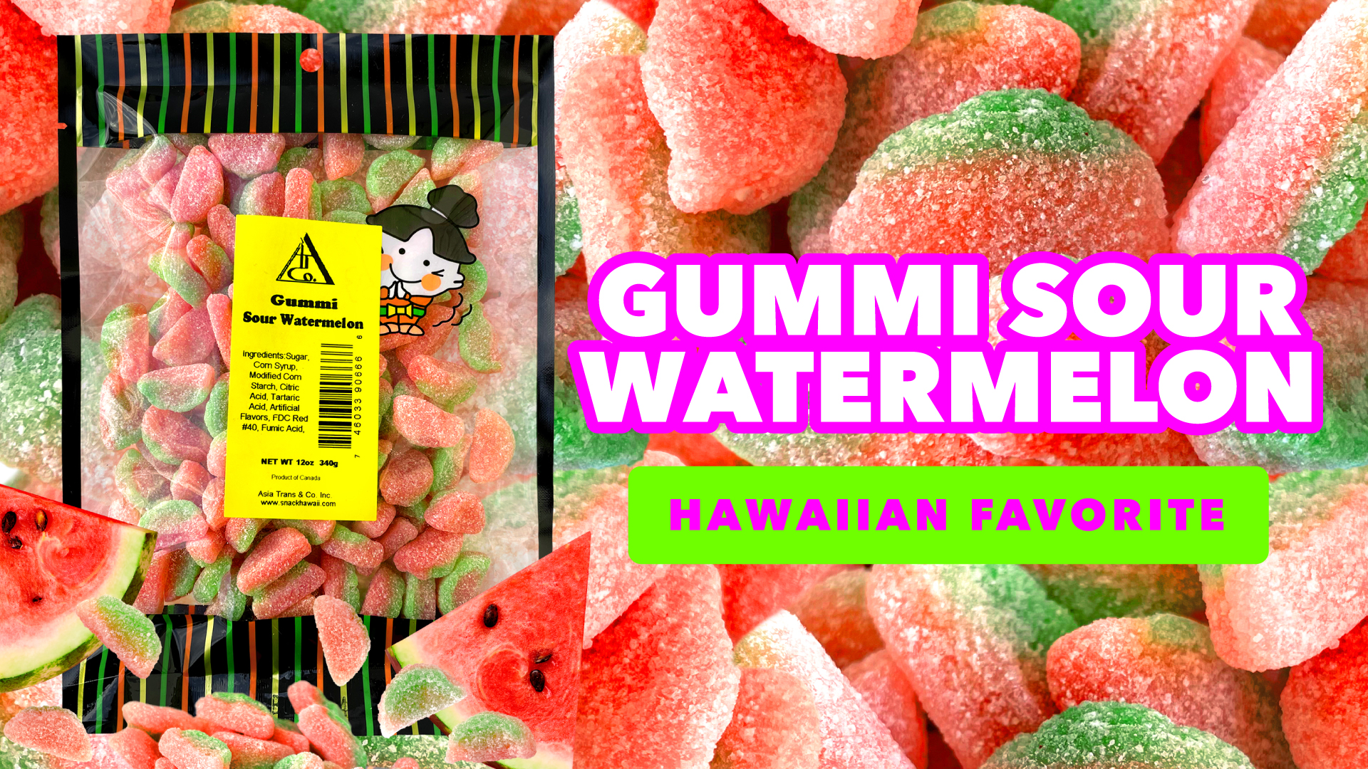 Amazon.com: Gummy 酸味西瓜水果糖12 盎司(約350.2 毫升) - 甜美美味的