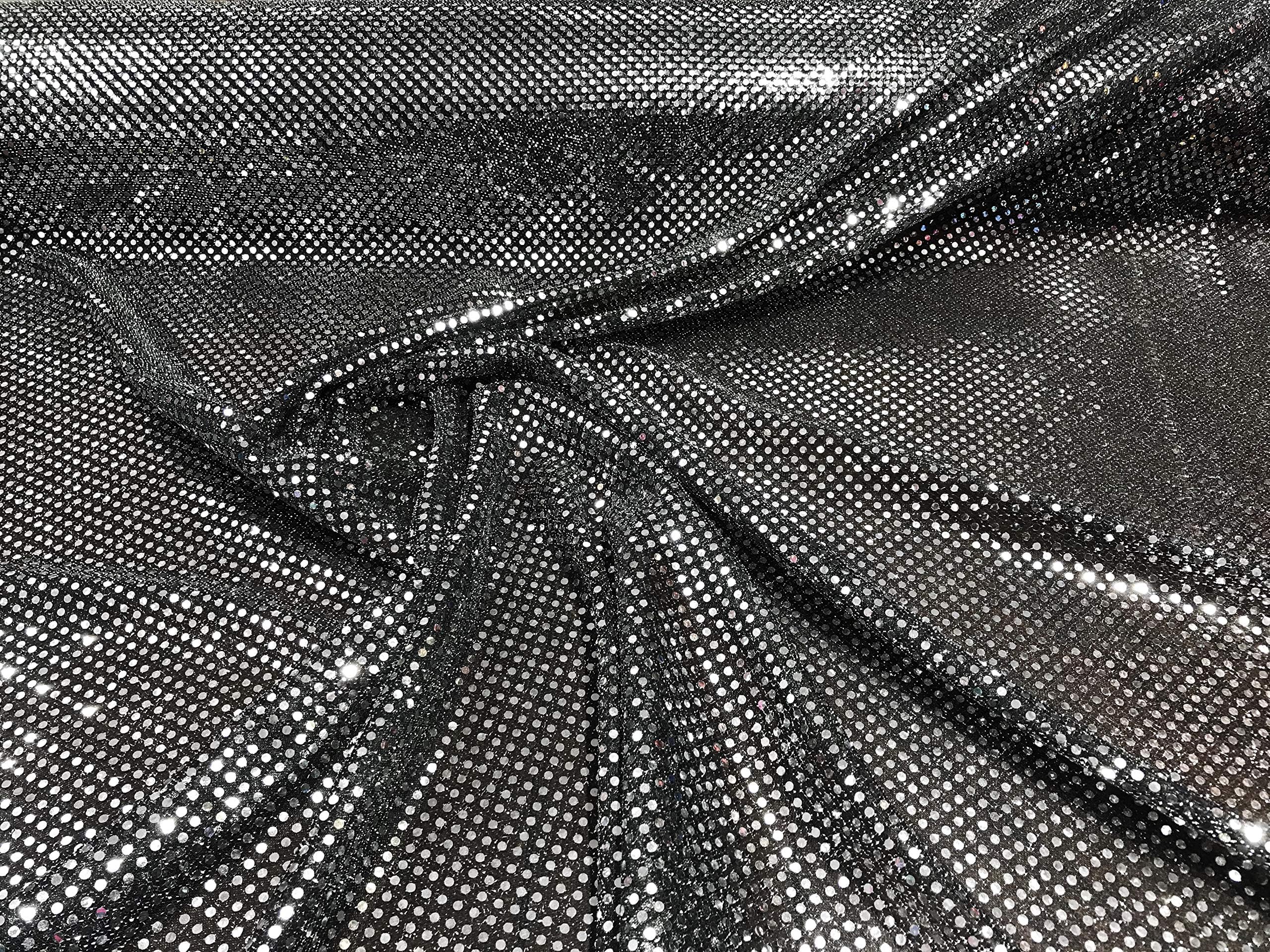 New Creations Fabric & Foam Inc, 44/45" Wide Faux Confetti Sequin Knit Shiny Dot Fabric, by The Yard - Black