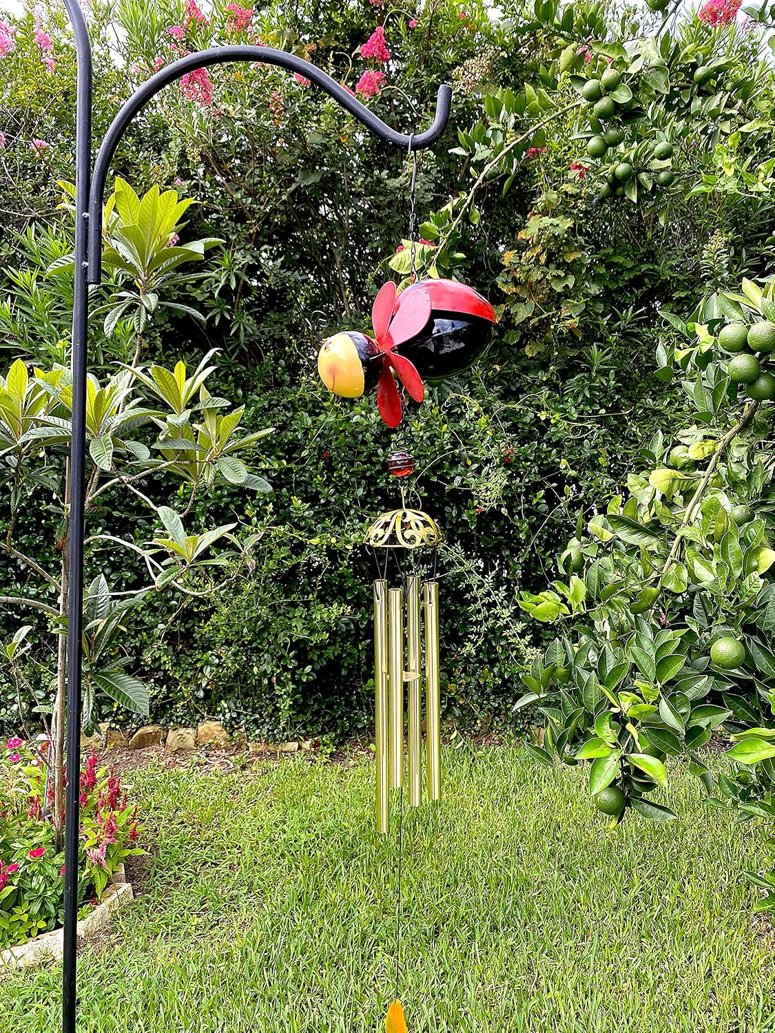 Metal Wind Chime Colorful Yard Garden Patio Lawn Window Decoration Indoor Outdoor 30" (Ladybug)