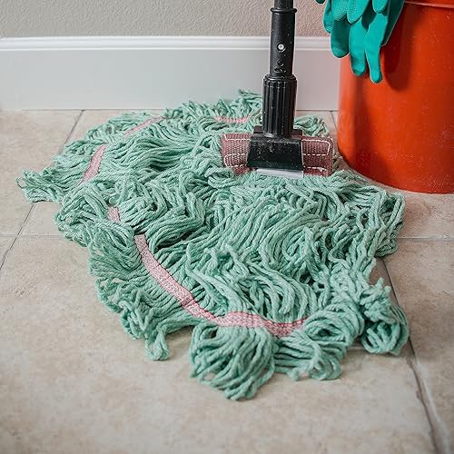 Miniatura 9 de Carlisle FoodService Products 369478B09 - Cabezal de trapeador con extremo en bucle con banda verde, mediano, verde (paquete de 12)