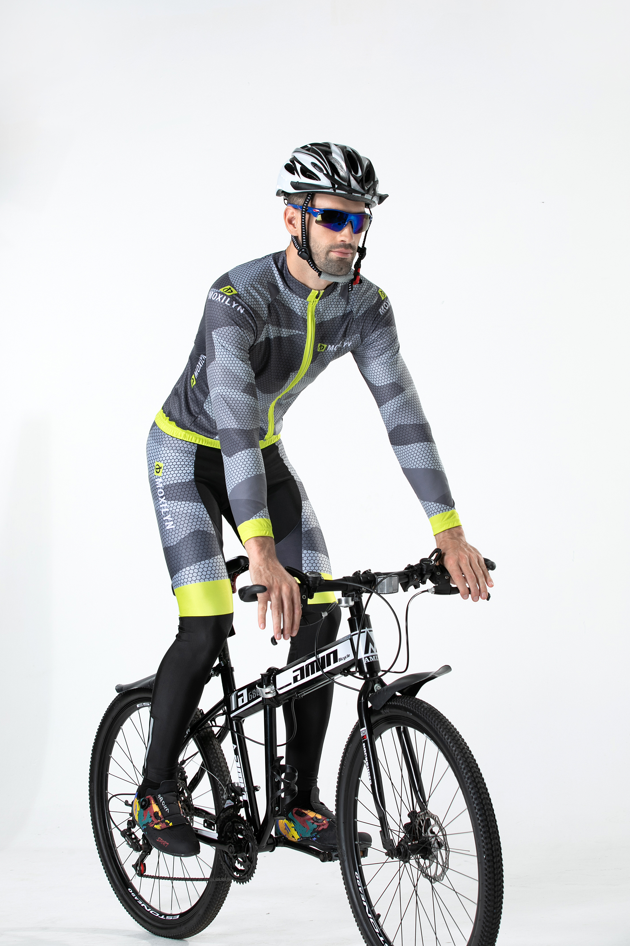 Maillot De Cyclisme Homme Hiver Moxilyn - Manches Longues + Pantalon - Coussin Gel 9D - Coupe-vent Et Chaud - 5