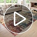 Lahome Washable Runner Rug with Rubber Backing- 2x8 Rug Runners for Hallways Non Slip Kitchen Rugs Non Skid, Modern Abstract Carpet Runner Indoor Floor for Bathroom Entrance Living Room Bedroom,Red