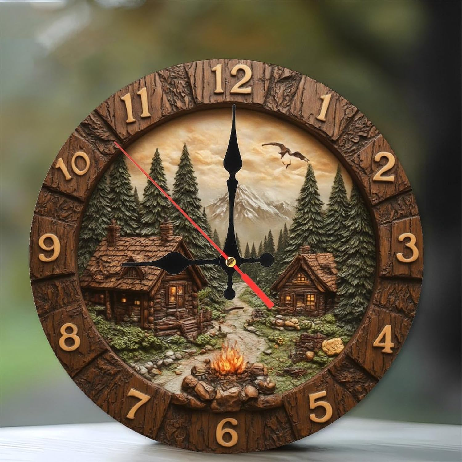 Reloj de Pared Analógico de Madera 10 Pulgadas Silencioso miniatura 7
