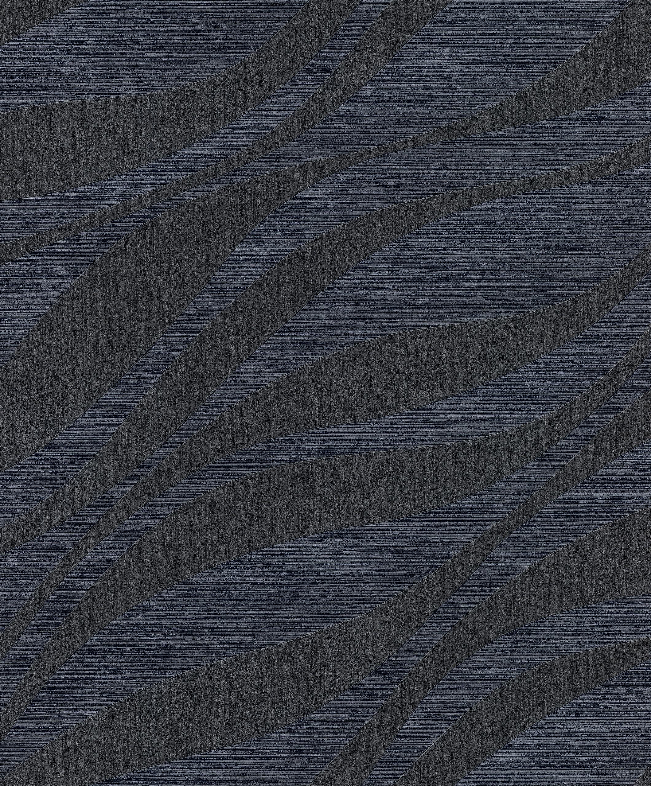Rasch Blue Sky Lounge 608076 Non-Woven Wallpaper In With Waves And Iridescent Effect