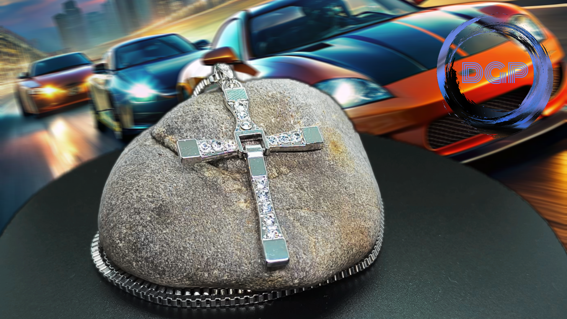YouU Set Regalo F & Furious - 2 Collane Con Ciondolo A Croce In Argento E Cristalli + 20 Adesivi, Ispirato Al Cinema