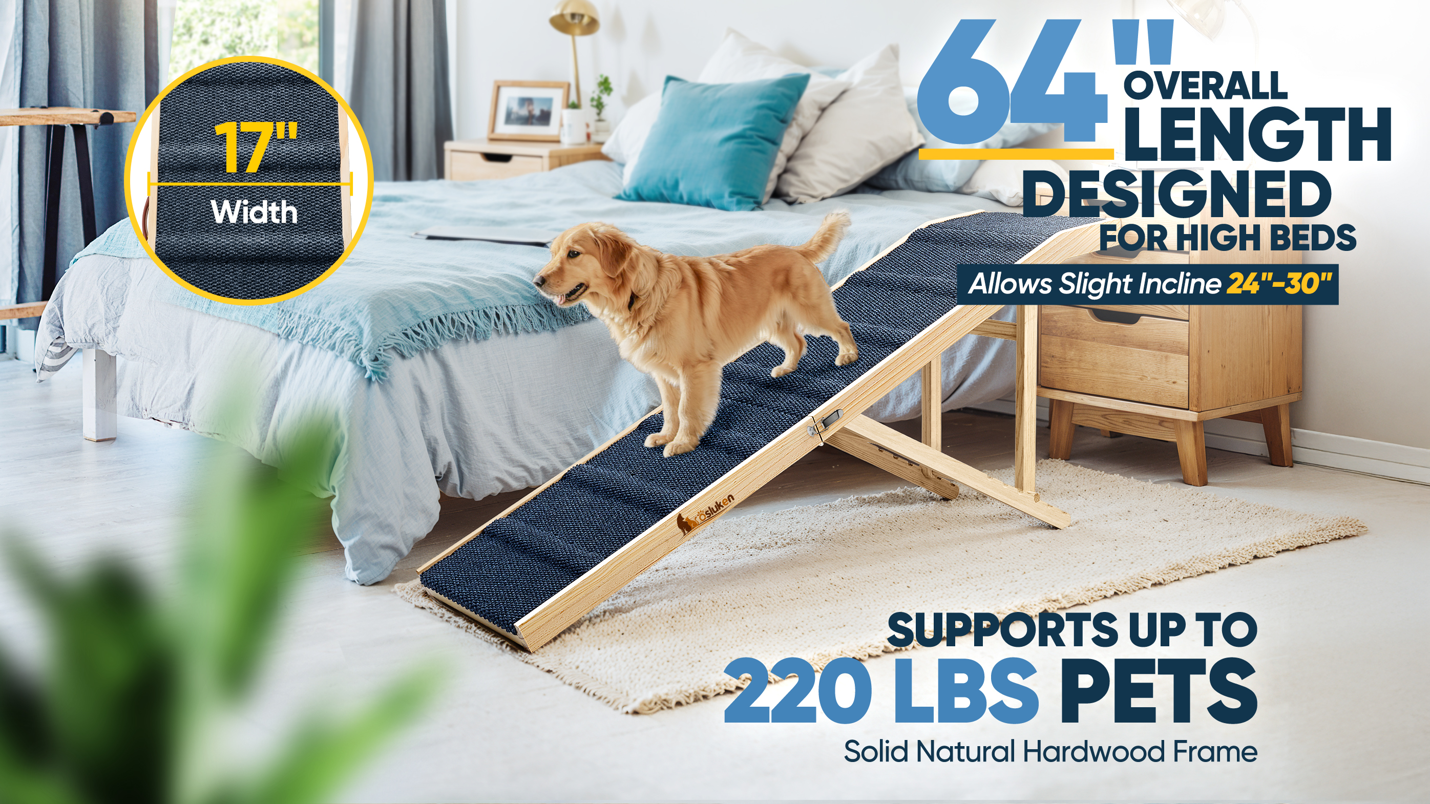 Rampe Pour Chien Pliable Et Réglable – Hauteur 60 Cm, Charge 30 Kg, Pour Canapé, Lit, Chiens âgés Ou Arthritiques - 9