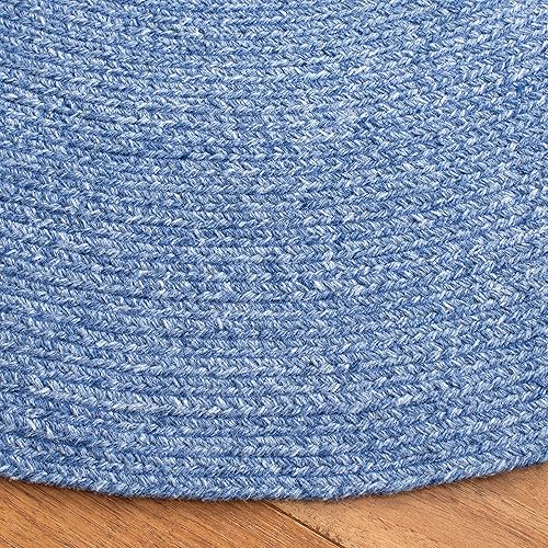 Miniatura 4 de SAFAVIEH Alfombra trenzada Collection de 5 pies, redonda, azul, hecha a mano reversible, ideal para zonas de alto tráfico en sala de estar,