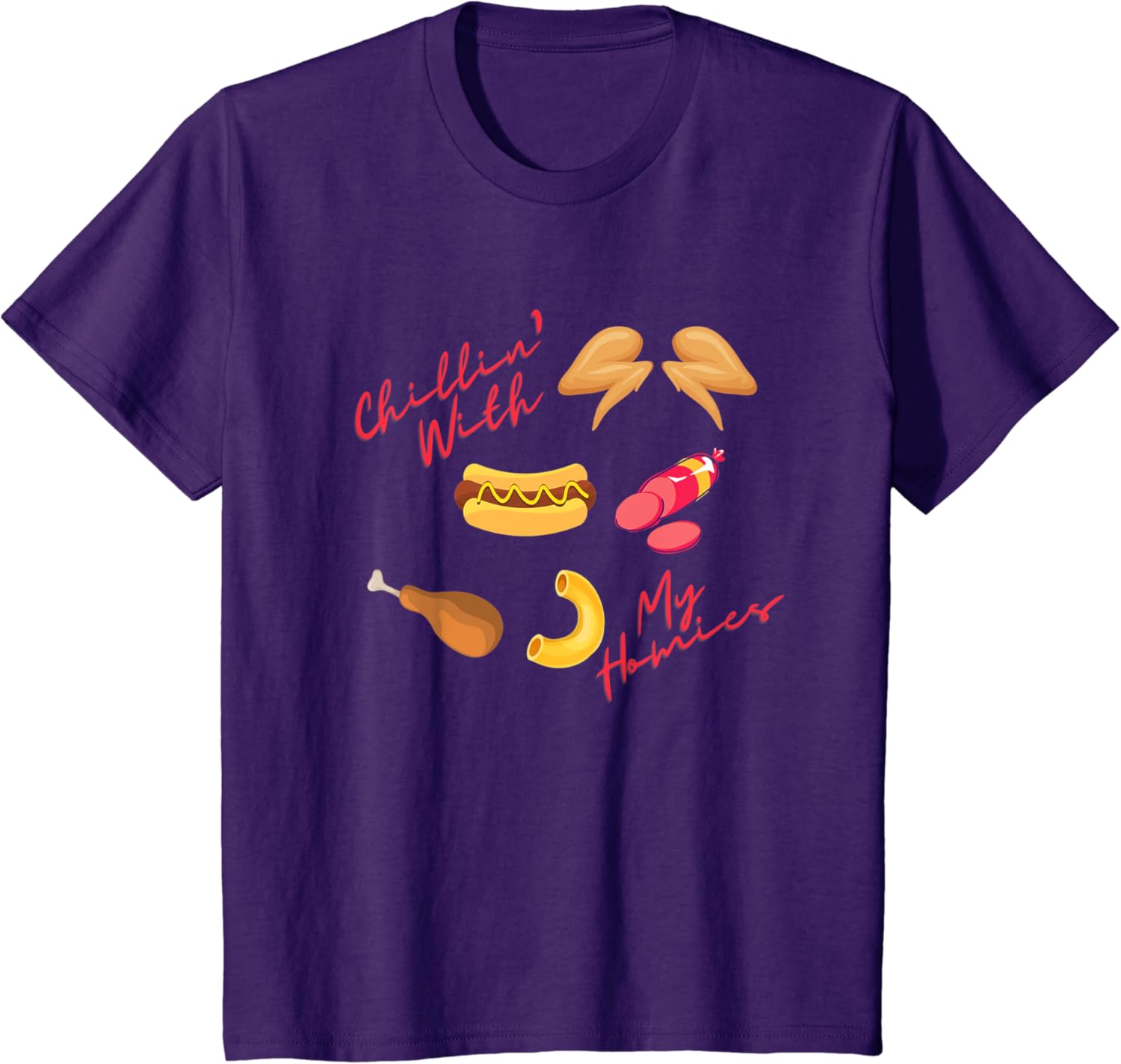 Amazon Com Chicken Wing Hotdog And Bologna Chicken Macaroni Chillin T Shirt Clothing