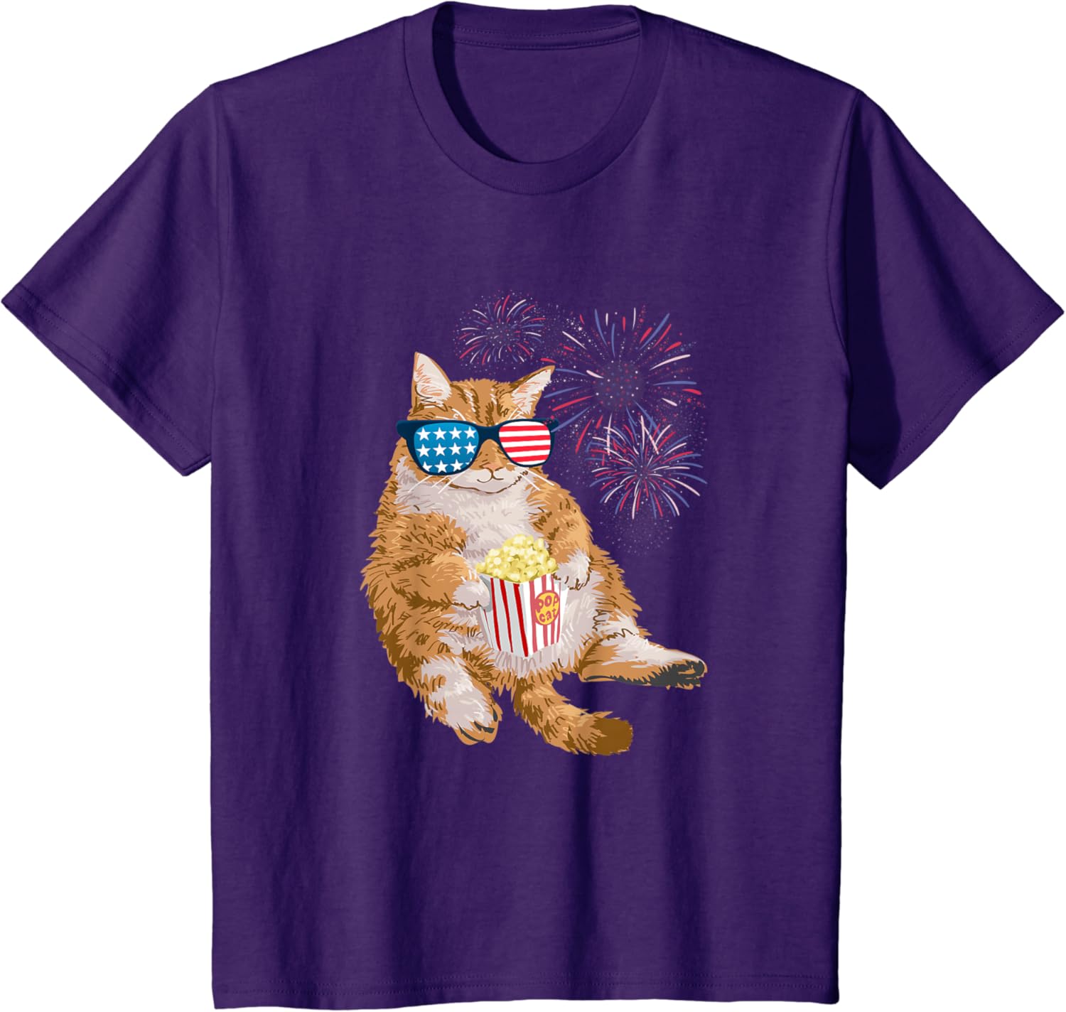 Patriotic Cat Shirt 4th of July USA American Flag T-Shirt