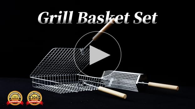 Amazon.com : ivtivfu Grill Basket Set, Removable Wooden Handle