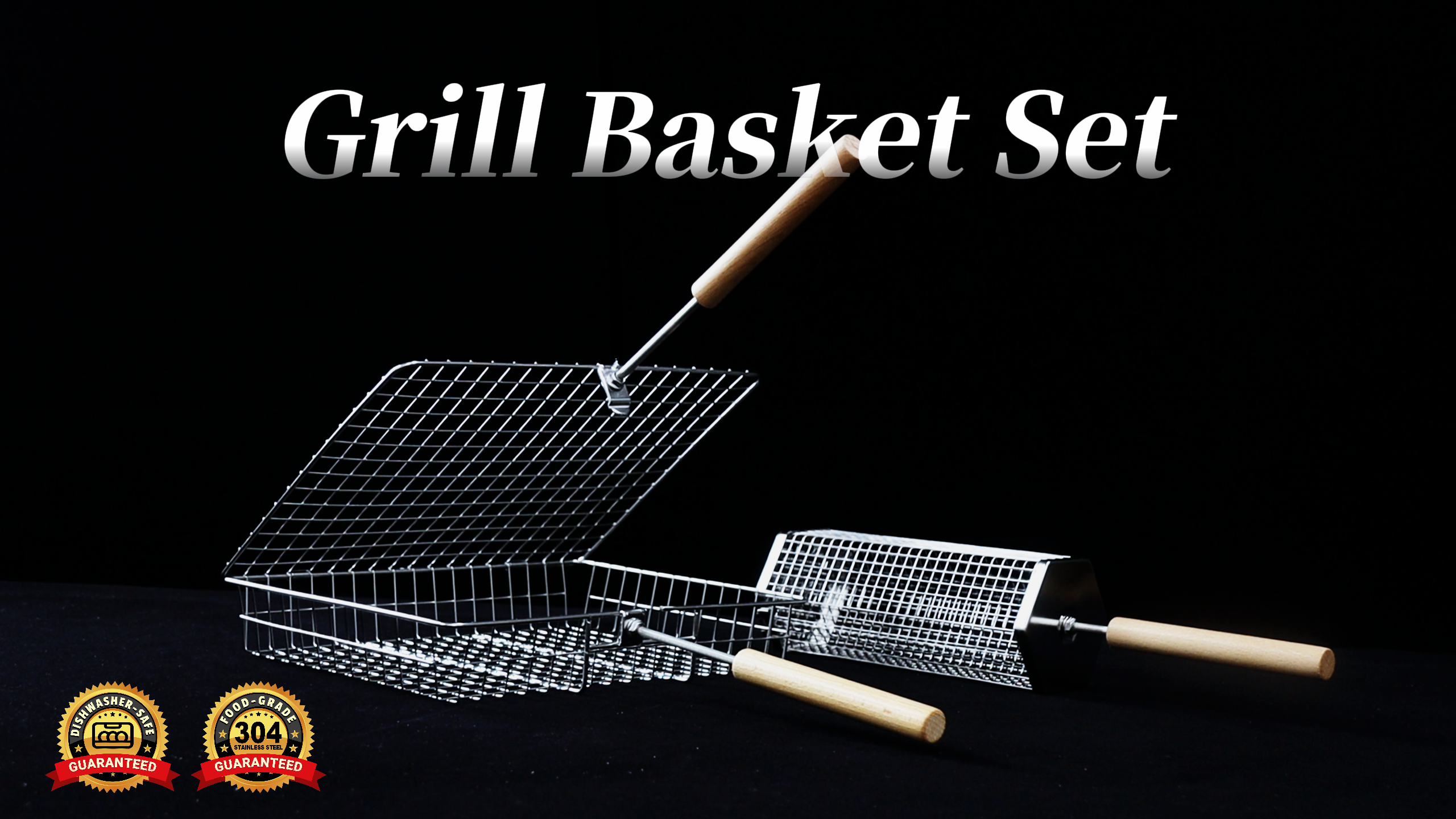 Amazon.com : ivtivfu Grill Basket Set, Removable Wooden Handle