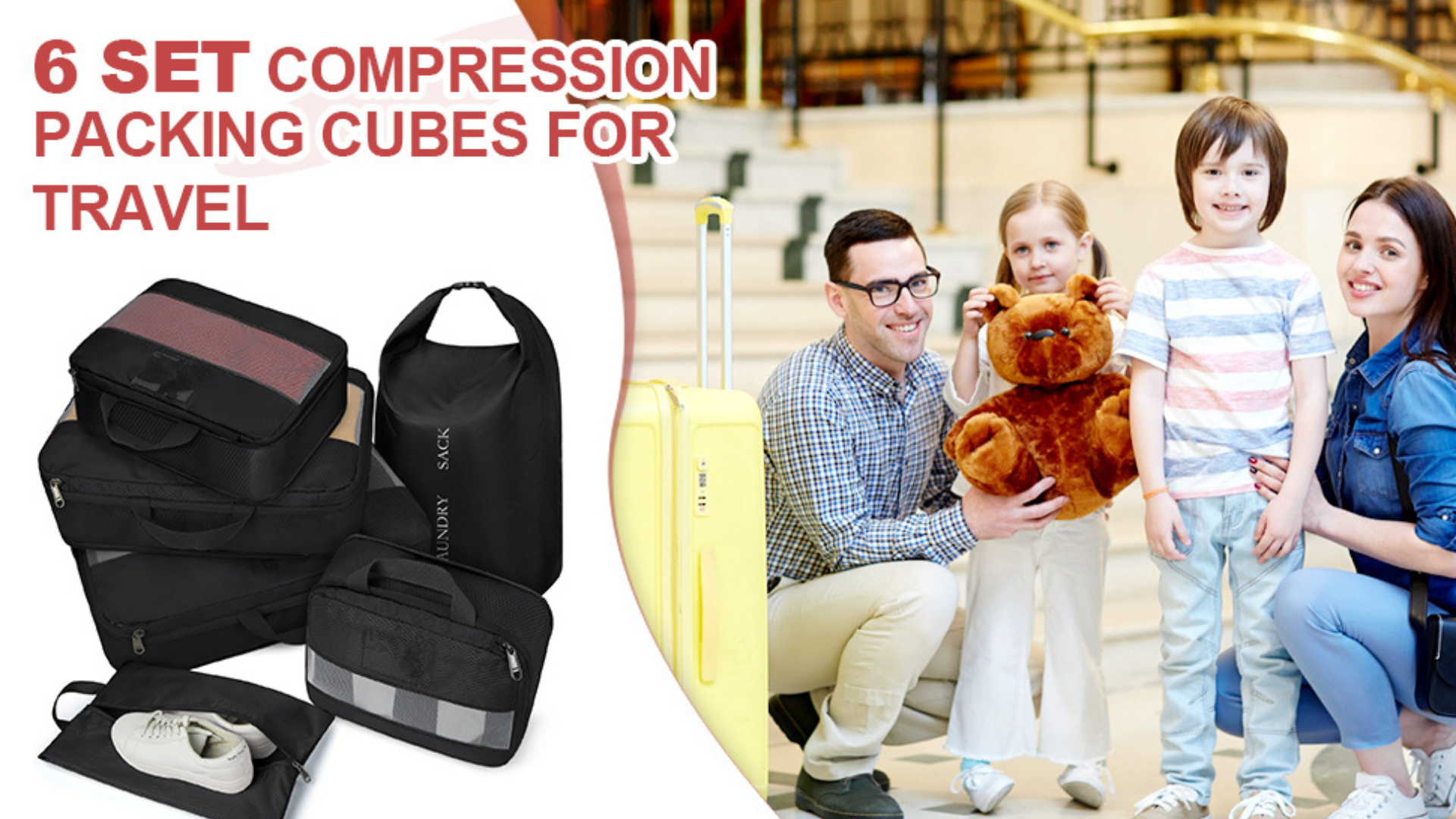 Cube D'emballage De Compression Pour Voyage, 6 Pièces, Organisateur De Valise... | Bol
