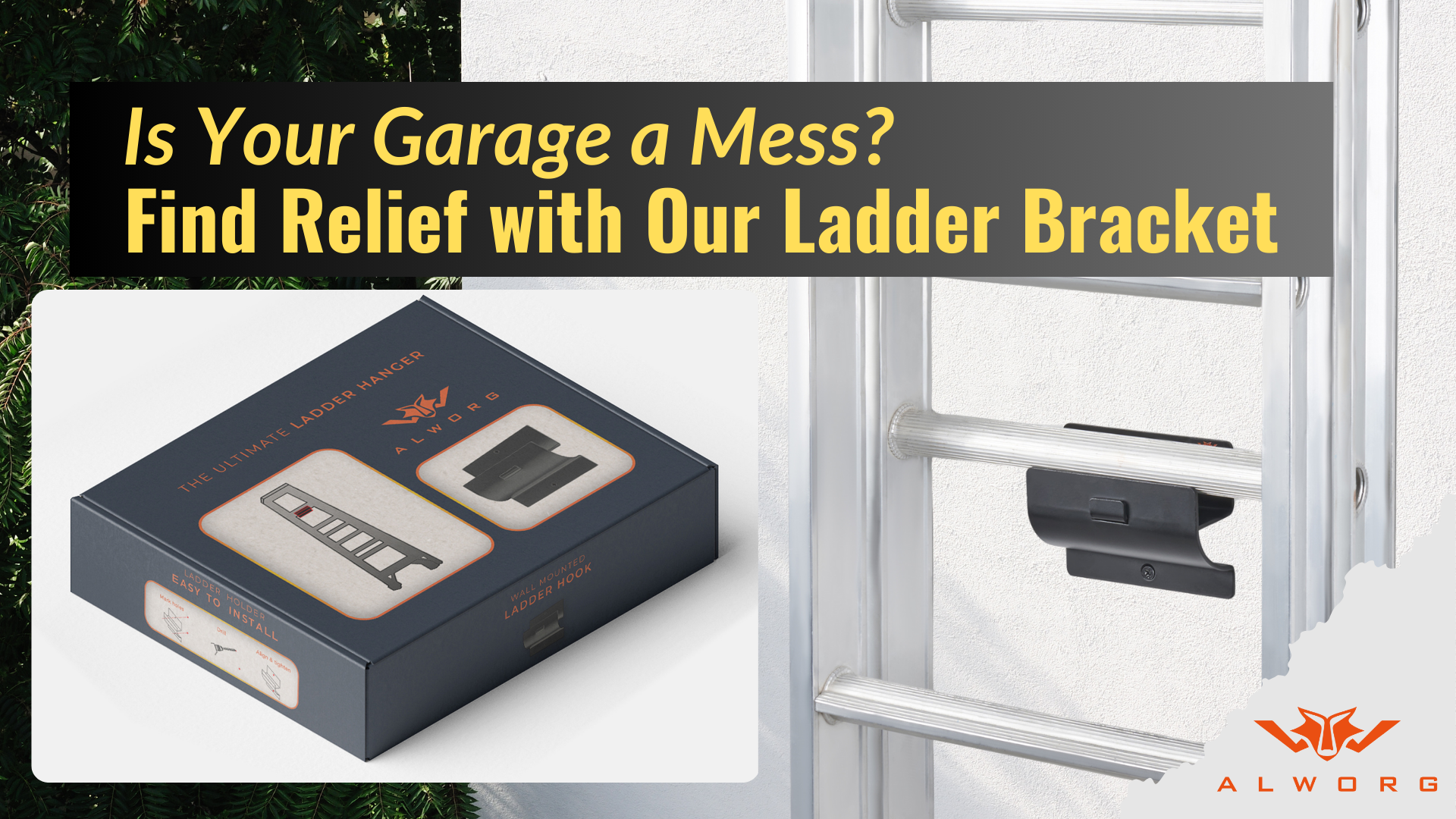 ALWORG Ladderhaak - Heavy Duty Beugels voor Garagewand - Stevige Haak voor Ladderopslag, Opvouwbare Stoel & Gereedschapshouder
