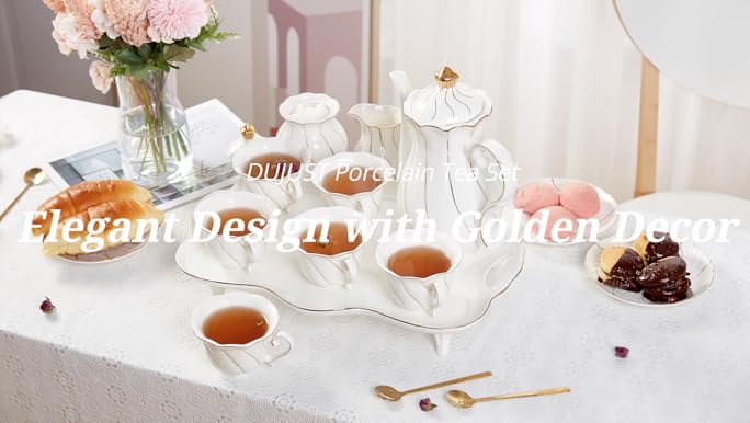 Amazon.com | DUJUST 14 pcs Tea Set for 6 with Tea Tray