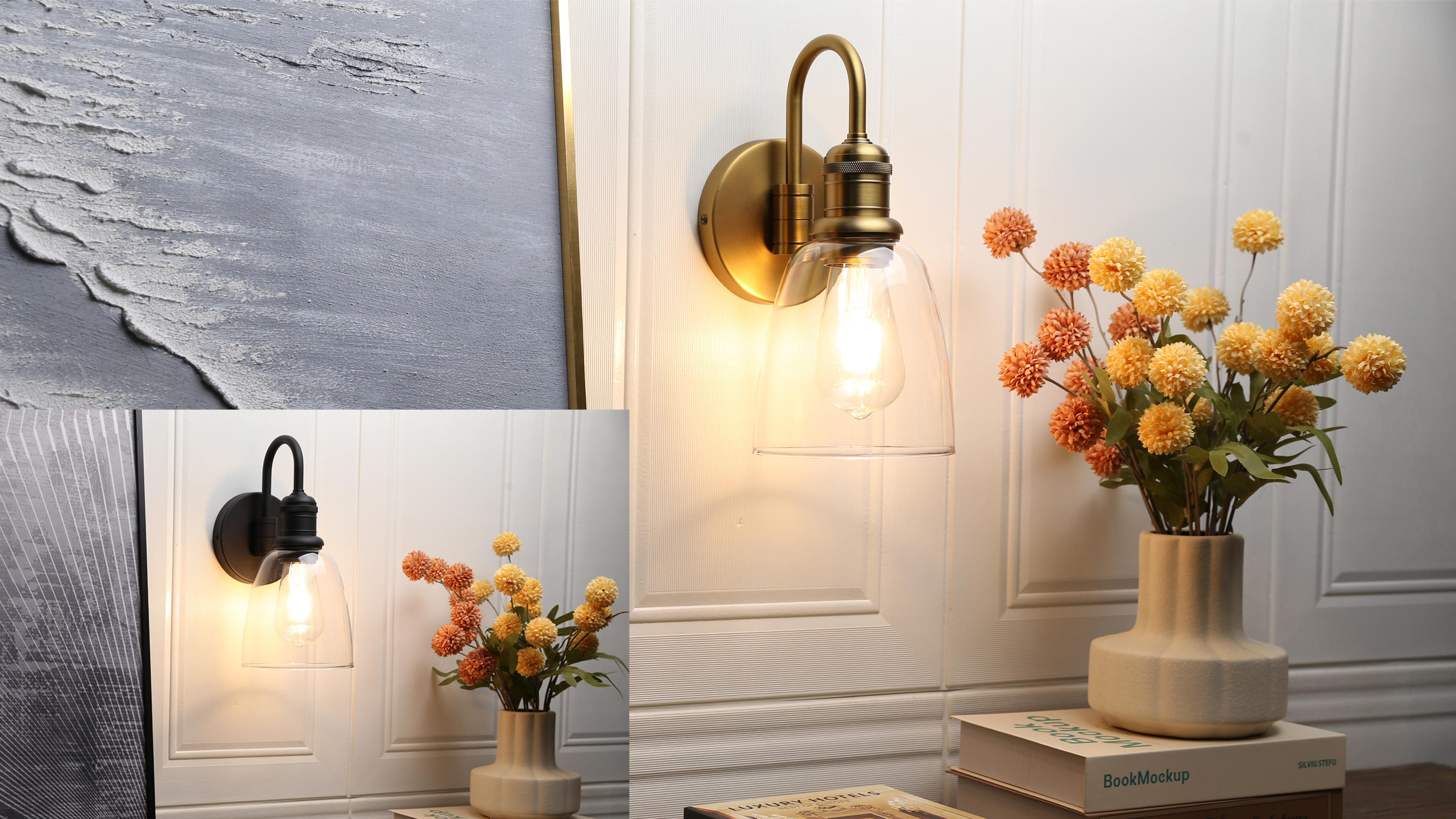 ❃us❃vintage✾w.wall.glass Progress Lighting Hinton Vintage Brass Swing Arm Wall Light