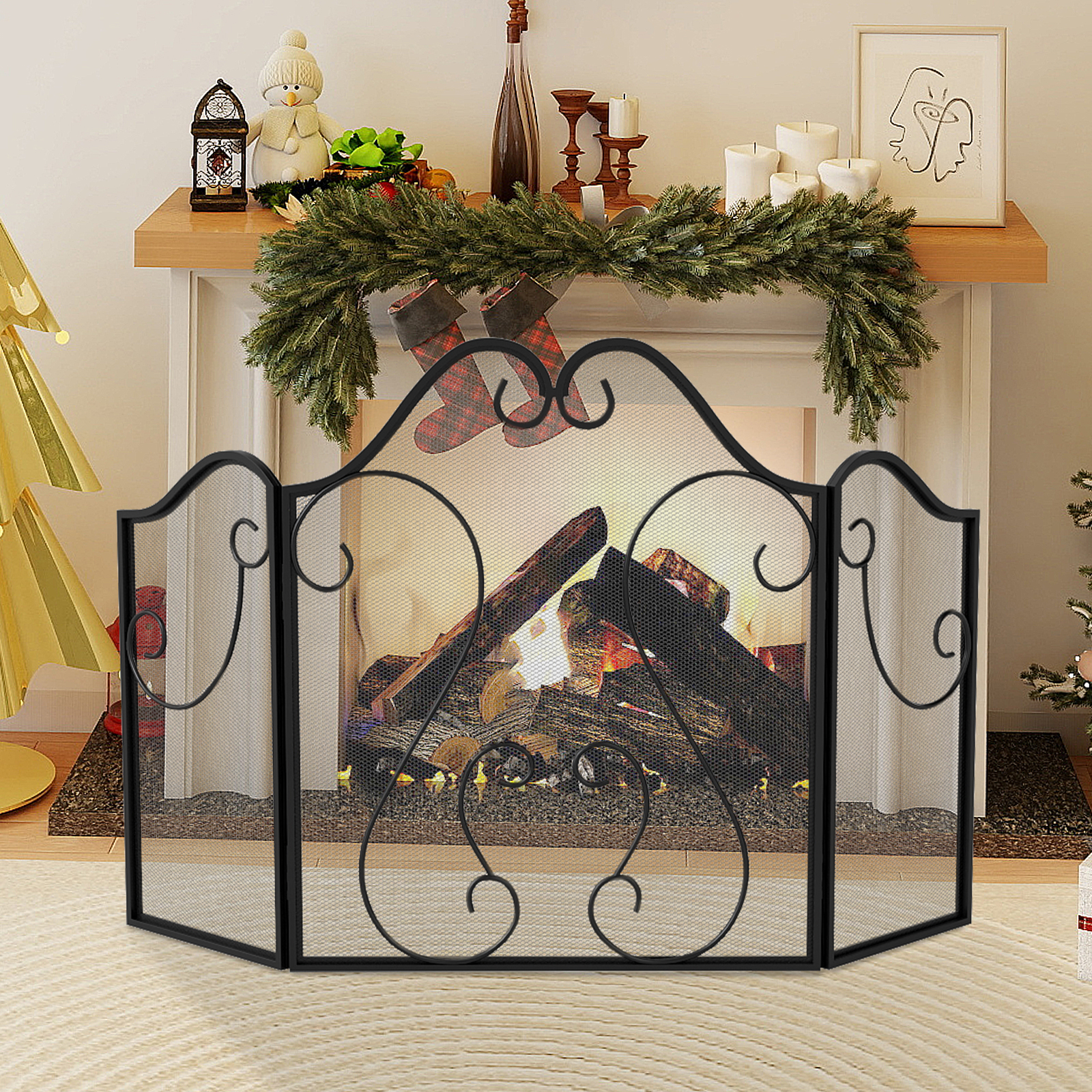 Amazon.com: IRONMAX 3-Panel Fireplace Screen, Foldable Fireplace