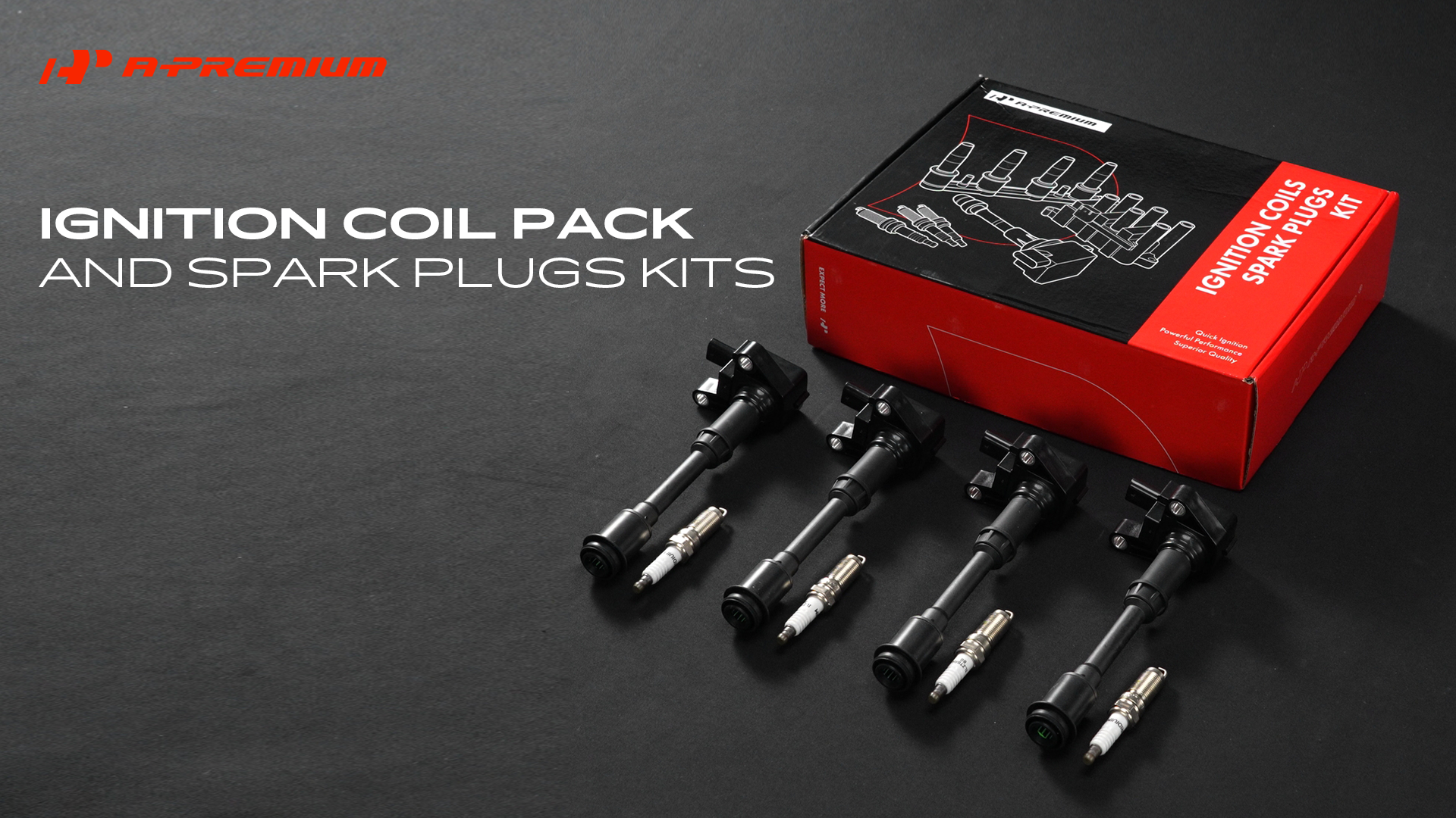 A-Premium 4-Piece Ignition Coil & Iridium Spark Plug Set For Ford 1.6L