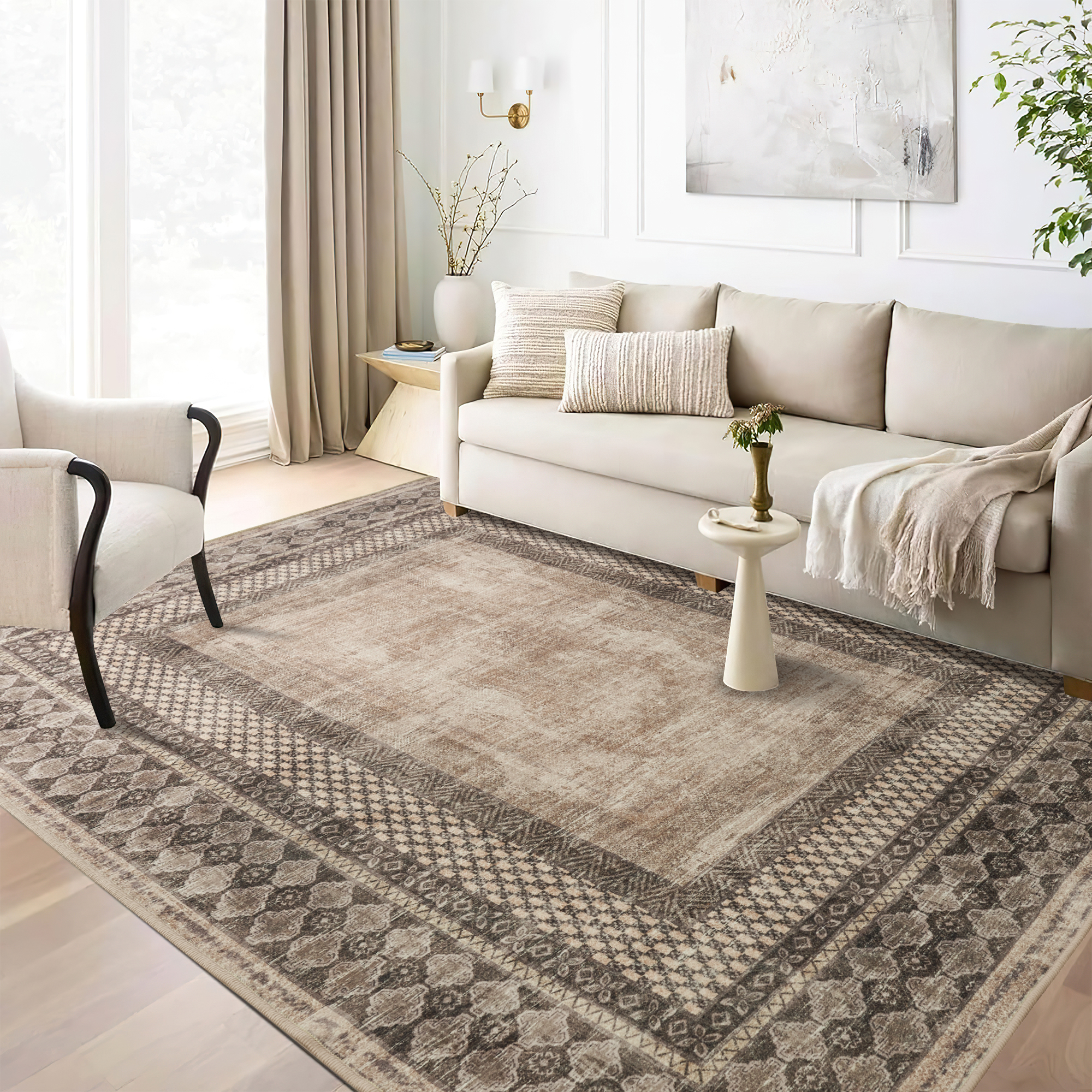 Tapete decorativo lavable marrón 5'x8' NICETOWN miniatura 7