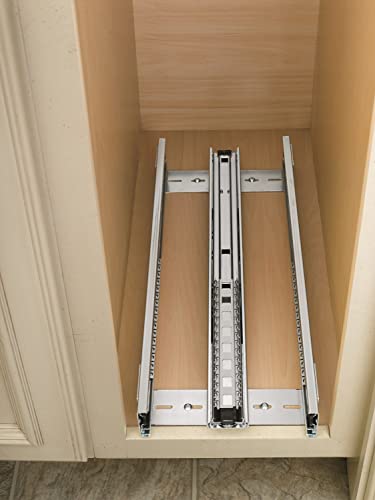 Rev-A-Shelf 448-BC-8C 8-Inch Base Cabinet Pullout Storage Organizer with Adjustable Wood Shelves and Chrome Rails